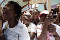 Port-au-Prince, Sit-in pour le droit au logement et contre les expulsions forcées
