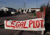 UK, Travellers celebrate the first approved planning for a traveller site by Basildon Council